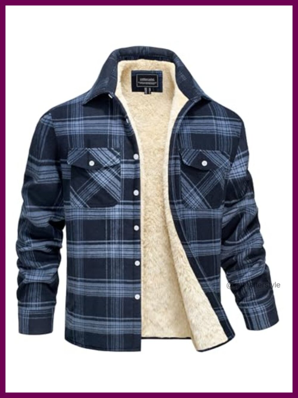 Mens Flannel Plaid Shirt Fleece Sherpa Lined Winter Coat Jacket